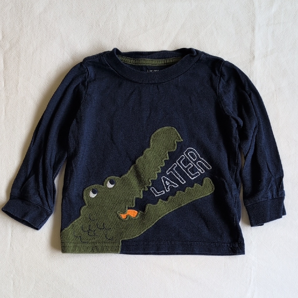 carter's later alligator graphic long sleeve shirt navy blue cotton 12 months